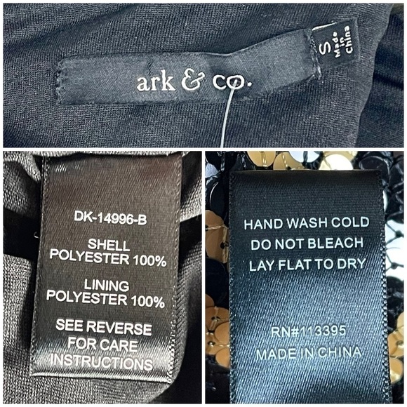 ARK & CO. SEQUIN EMBELLISHED CHEVRON STRIPE 3/4 SLEEVE FITTED SHEATH DRESS - Picture 16 of 16